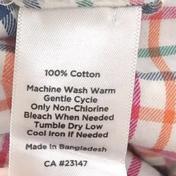 Talbots brushed cotton multicolor window pane plaid button up sz L - Picture 6 of 7